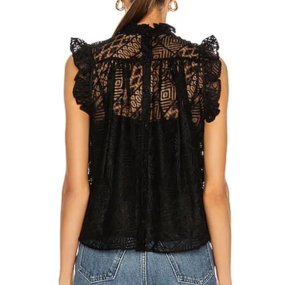 Frame Sleeveless Ruffle Top - Noir - Picture 3 of 5